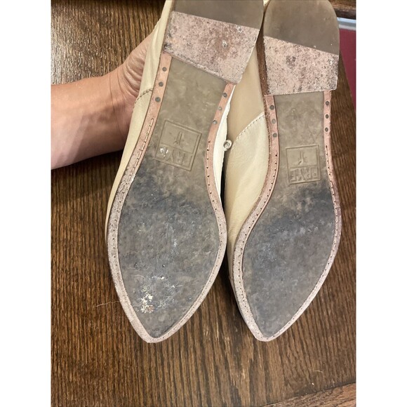 FRYE Pointed Toe Ivory Cream Leather Cap Toe Oxford Shoe Size 7 M - Picture 8 of 12